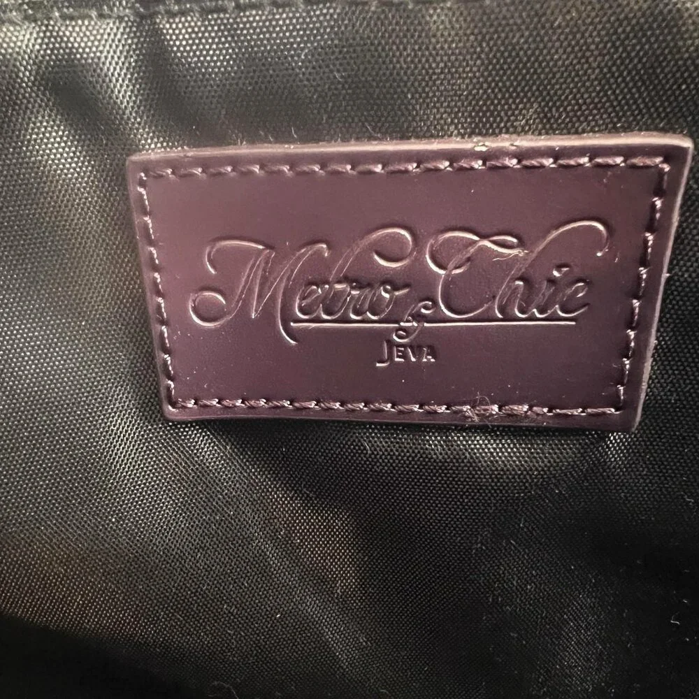 Metro Chic JEMA Laptop Tote Purse Dual Handles Detachable Strap Deep Purple